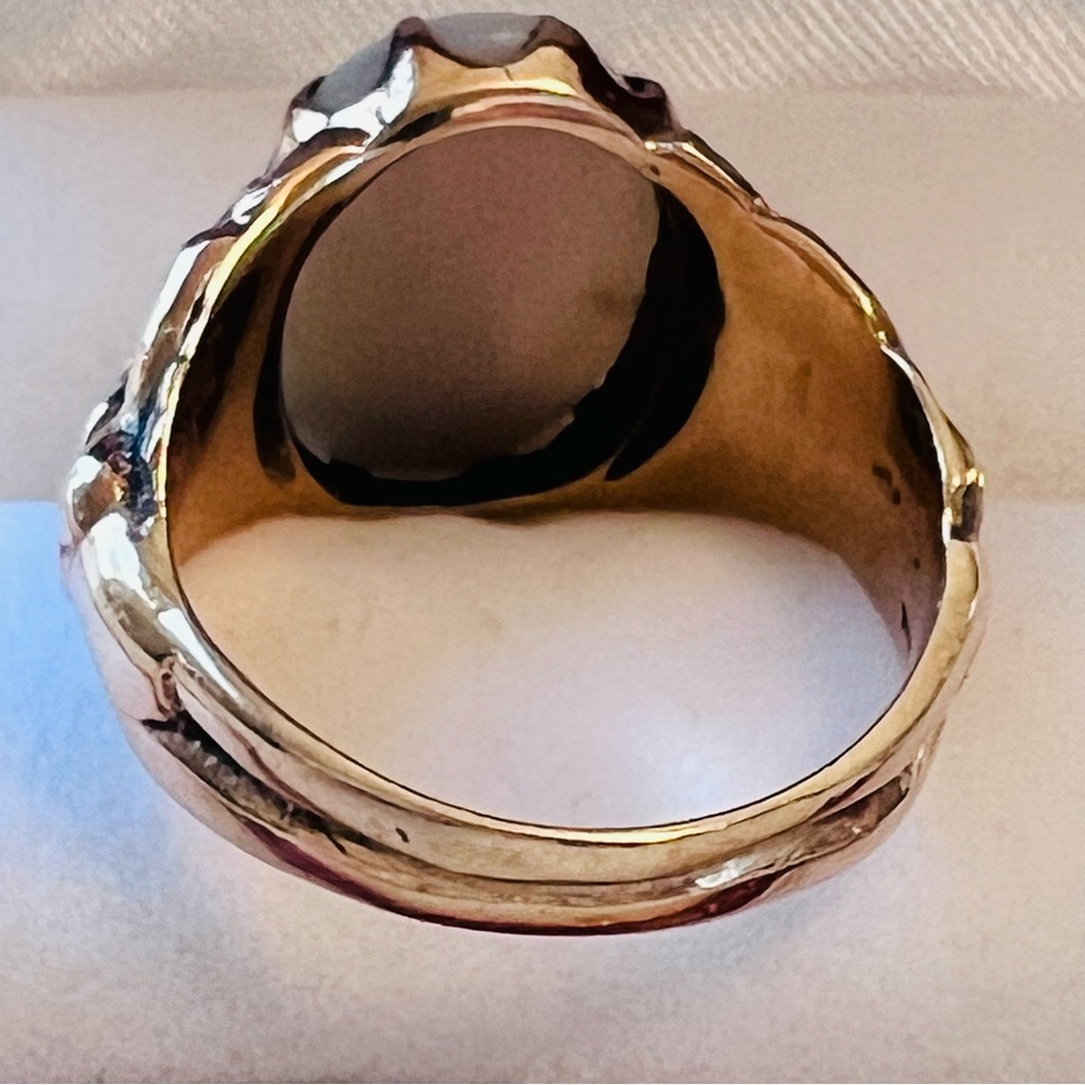 RARE 1970s Solid Gold 10K Men's/Women's Figural Authentic Australian Opal Ring - Picture 13 of 16